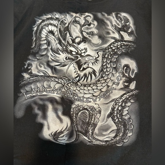 Men’s Laughlin Nevada River Run 2012 Dragon Motorcycle Tattoo Black Graphic Tee. - Picture 7 of 7